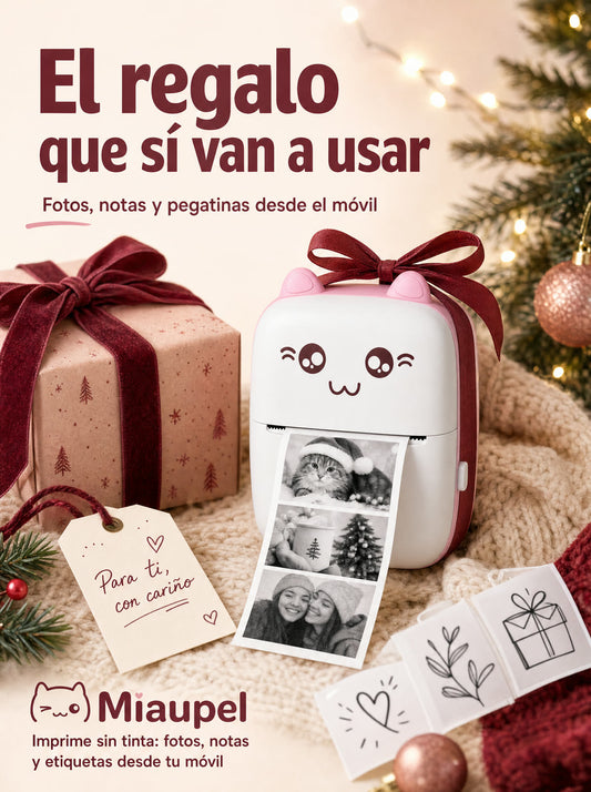 Regalo de Navidad envuelto con etiqueta casera